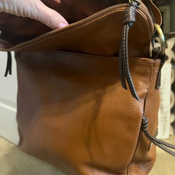 Vera Pelle Avorio-Large Leather Italian Leather Purse-Shoulder Bag-Tan/Brown - Picture 3 of 6